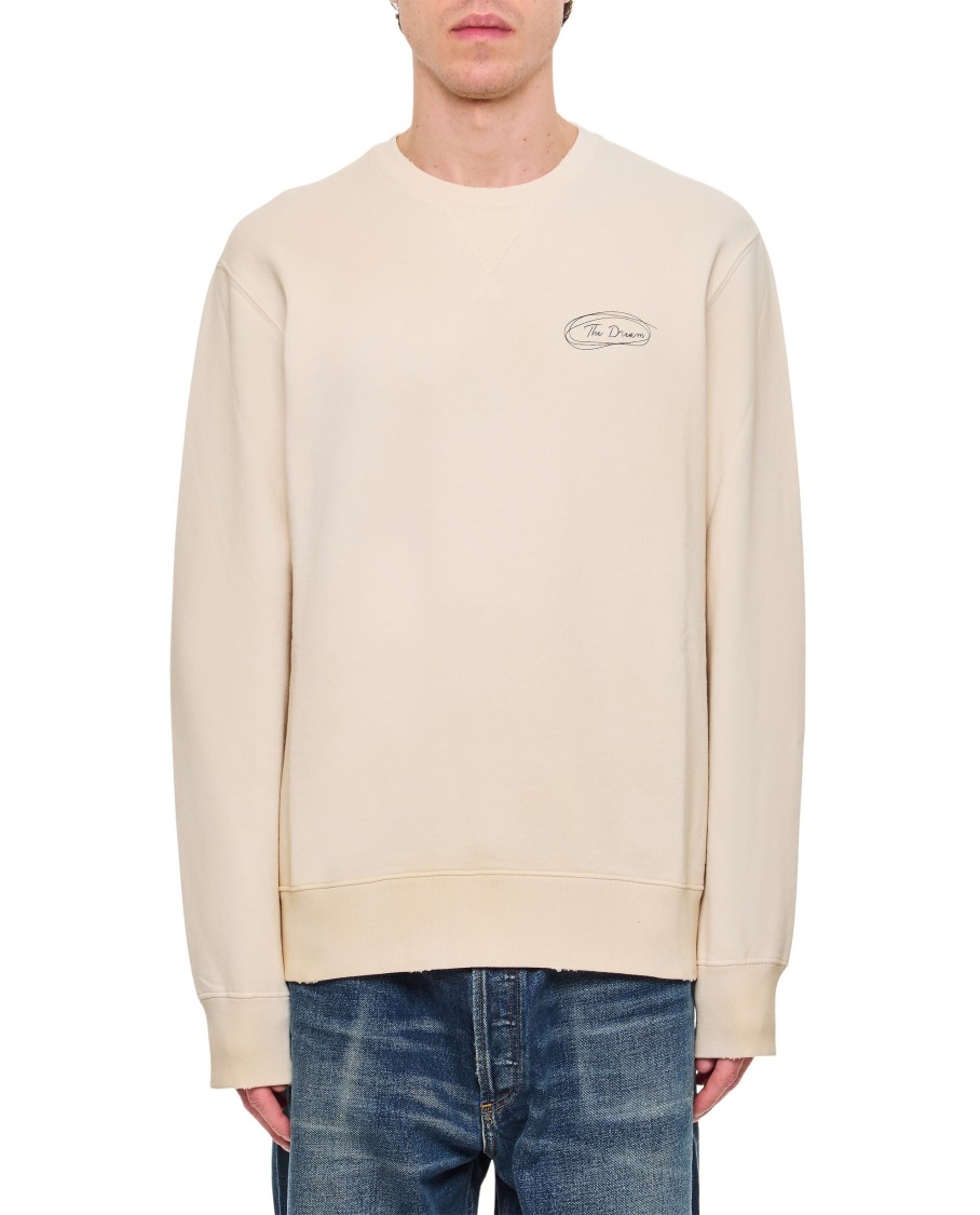 Golden Goose Organic Cotton Sweatshirt With Front And Back Print In Neutrals
