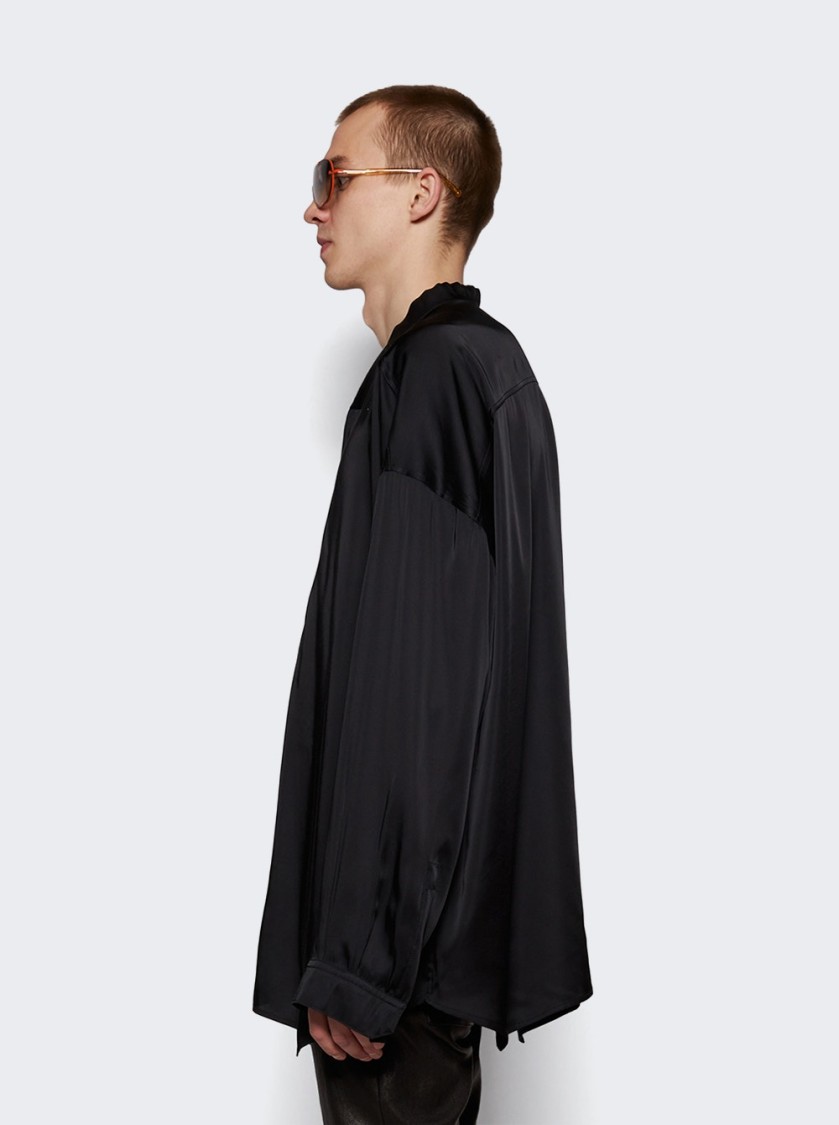 Rick Owens Oversized Snap Collar Faun Shirt Black In Black