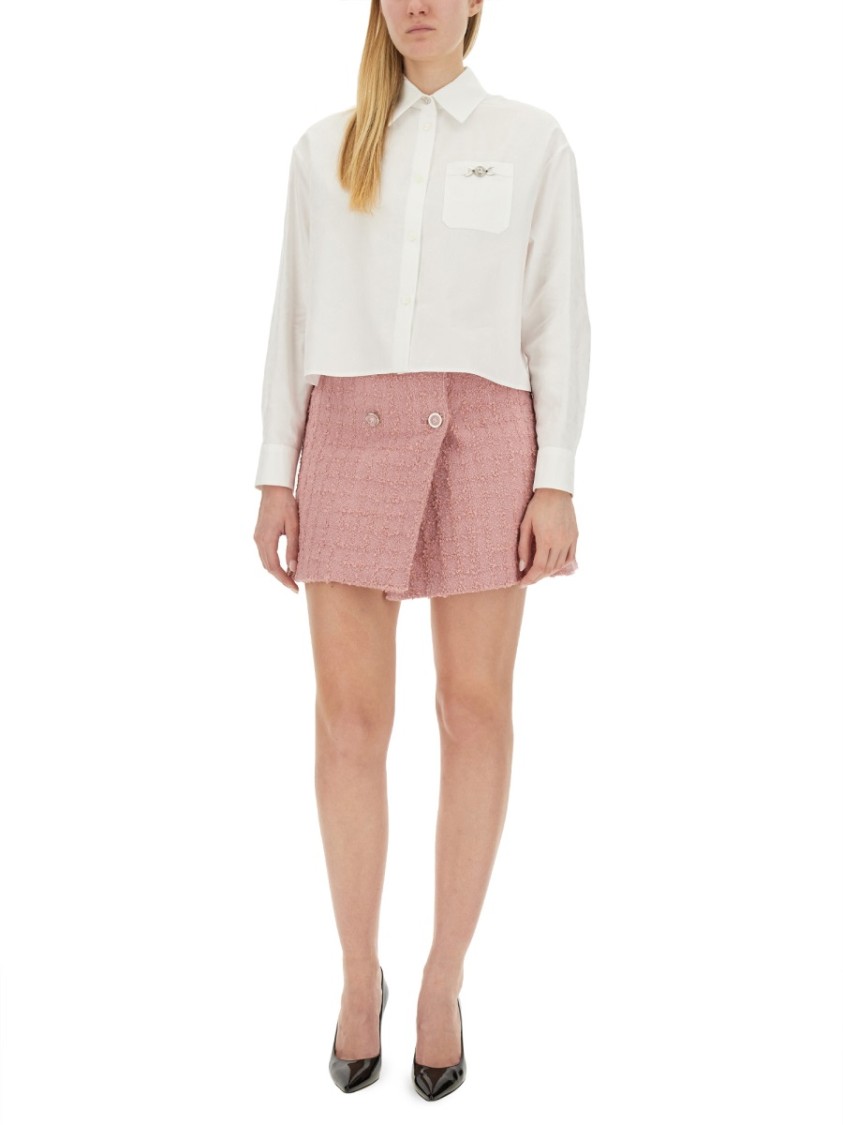 Versace Jupe Courte En Laine In Pink