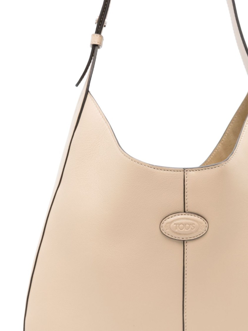 Tod's Beige Calfskin Shoulder Bag With Adjustable Strap In Neutral