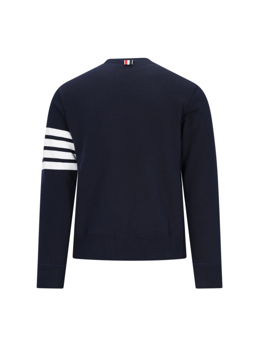 Thom Browne Classic Sweatshirt In Classic Loopback With Engineered 4 Bar In Blue