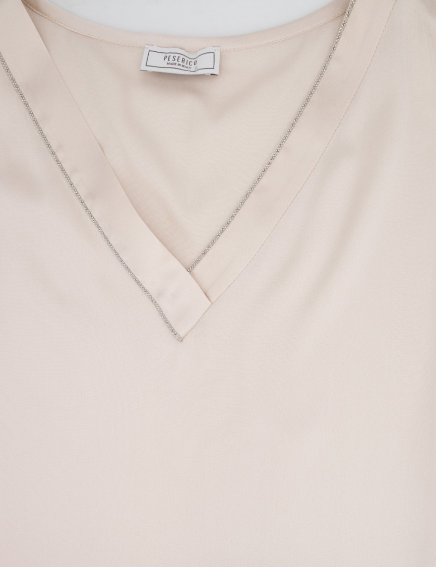 Shop Peserico Silk Top With Jewel Detailing
