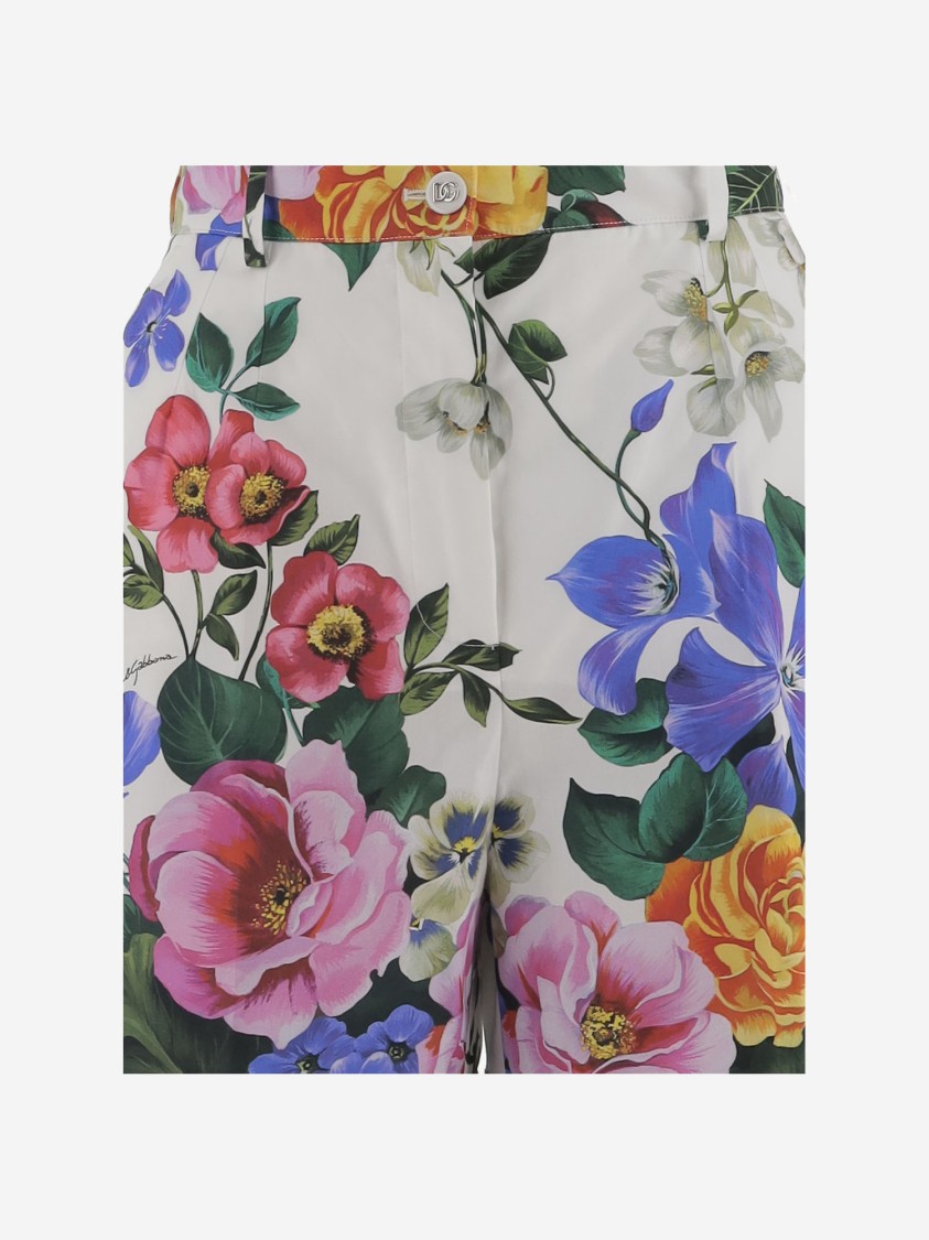Dolce & Gabbana Multicolor Bermuda Shorts With All-over Floral Pattern Print In Cotton Woman In Multicolor
