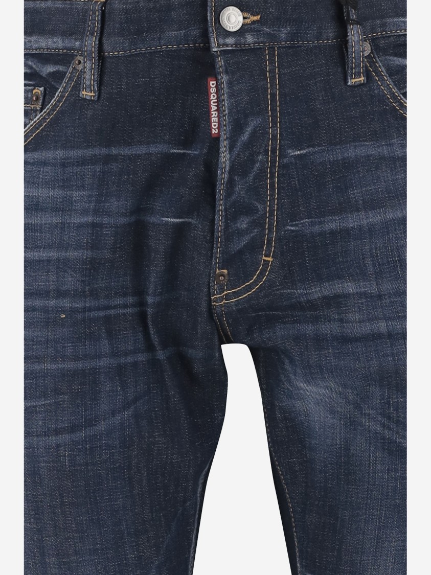 Dsquared2 Blue Slim Jeans With Rips And Bleach Effect In Cotton Blend Denim Man In Blue