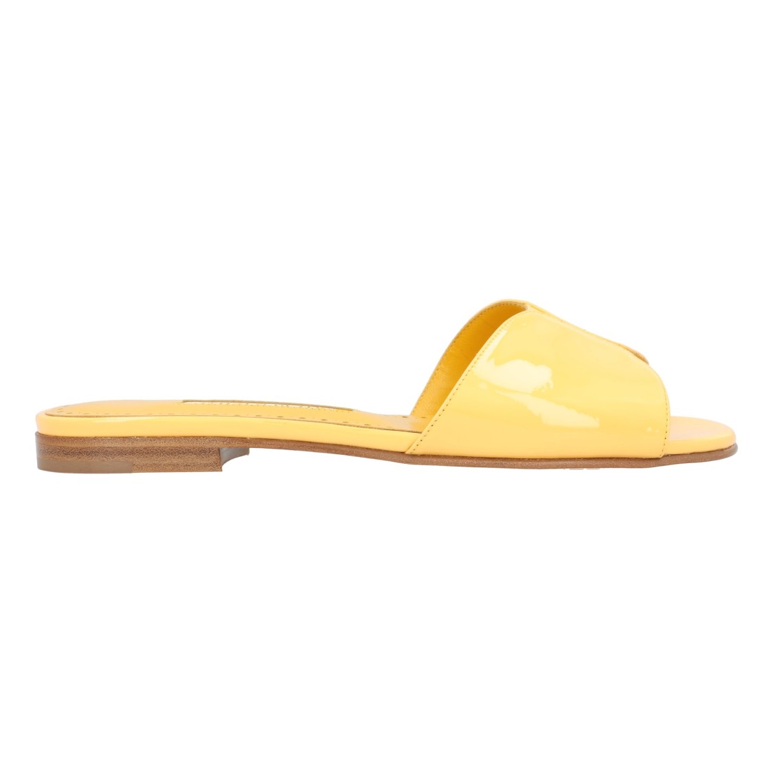 Manolo Blahnik 10mm Houramu Patent Leather Flats In Yellow