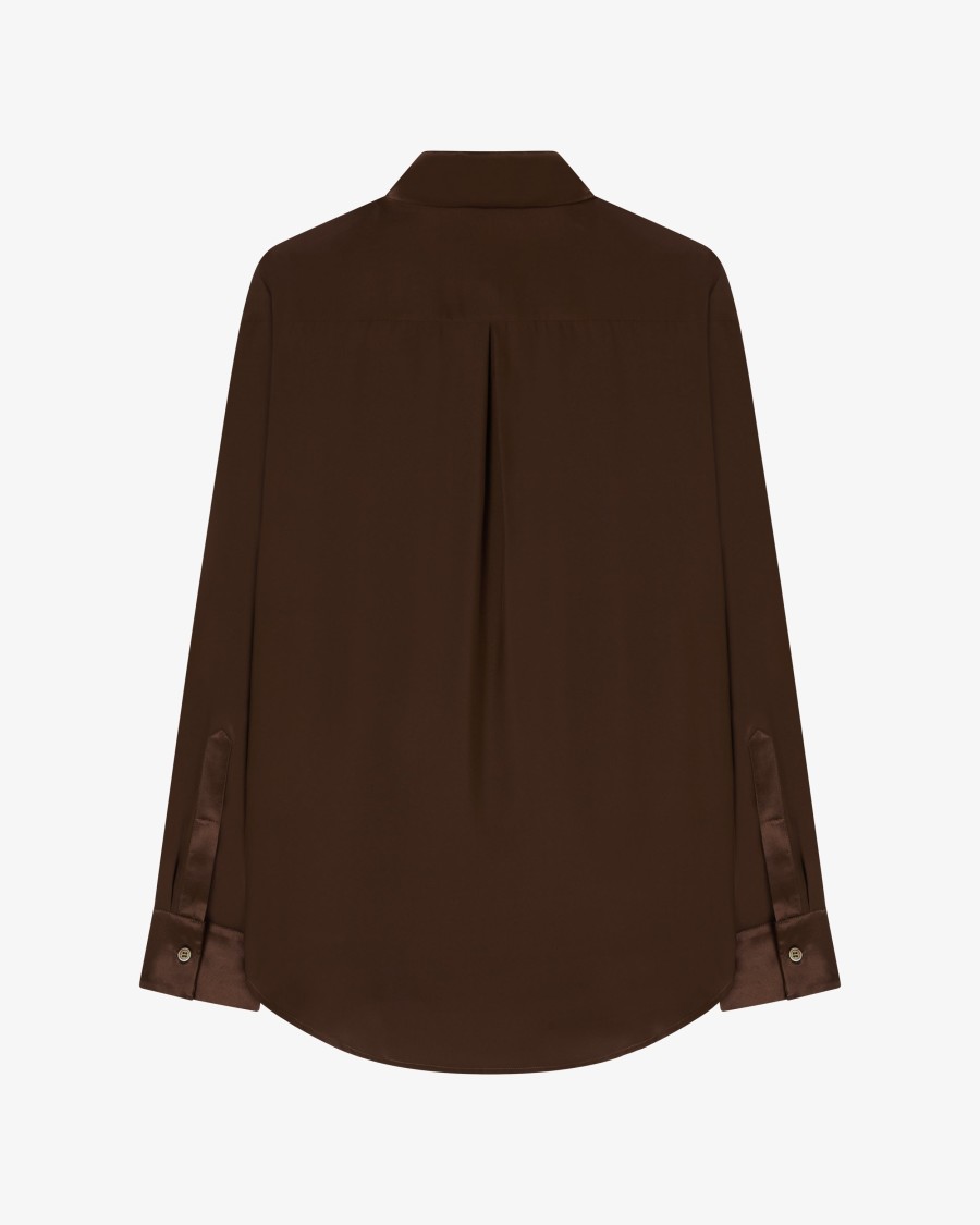 Serena Bute Silk Classic Shirt - Chocolate Brown In Brown