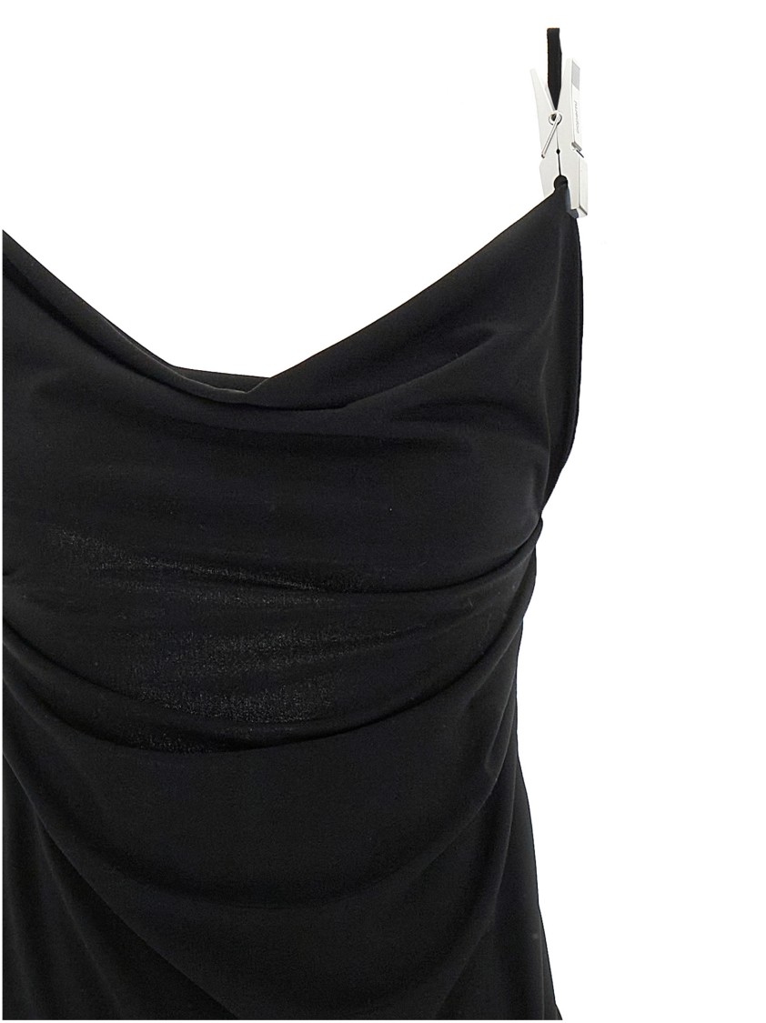 Coperni Stretch Jersey Maxi Dress With Decorative Clips In Black
