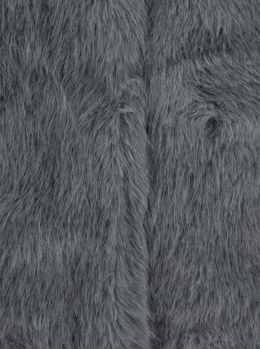 Plain Fake Fox Fur Jacket In Gray