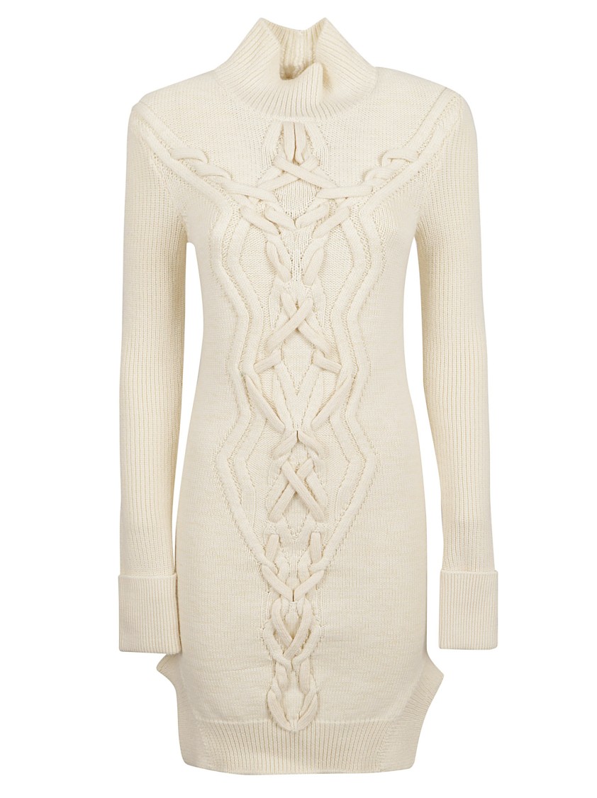 Isabel Marant High Collar Beige Dress In White