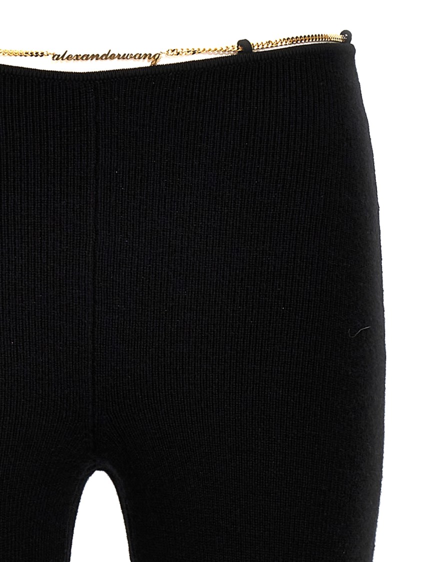 Alexander Wang Ribbed Chain-link Flared Trousers In Black