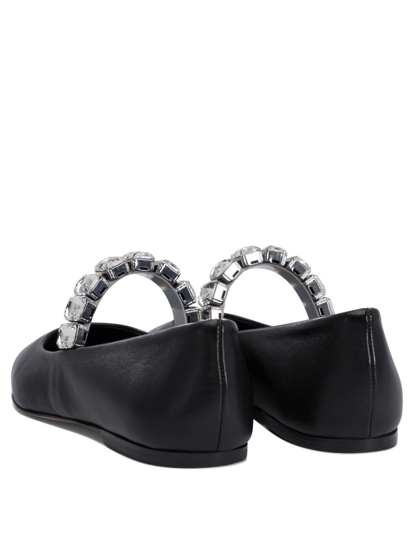 Casadei Crystal-embellished Black Leather Ballerinas In Black