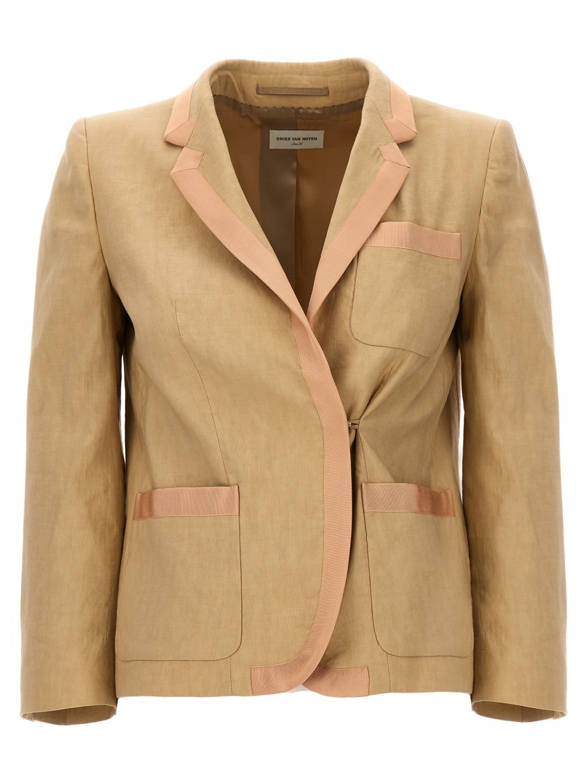 Dries Van Noten 'bessie' Blazer Featuring Front Pockets In Nude