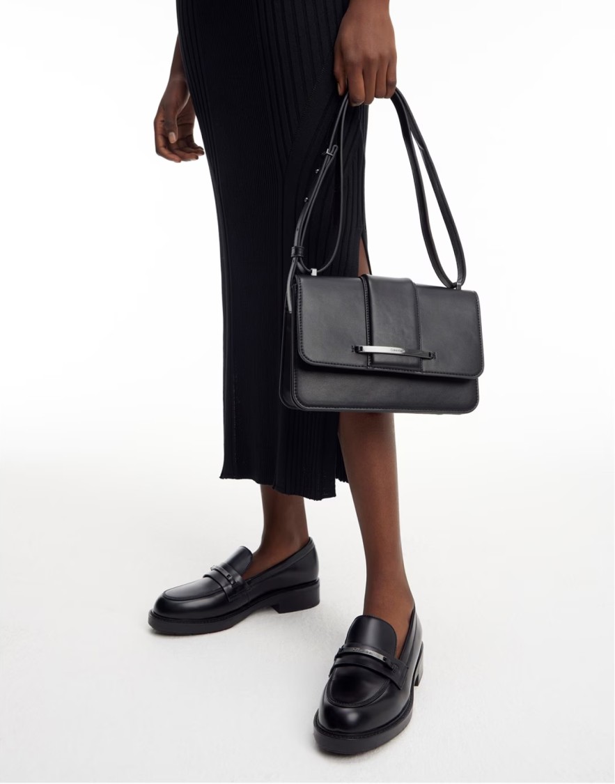 Calvin Klein Logo Detail Loafers In Black