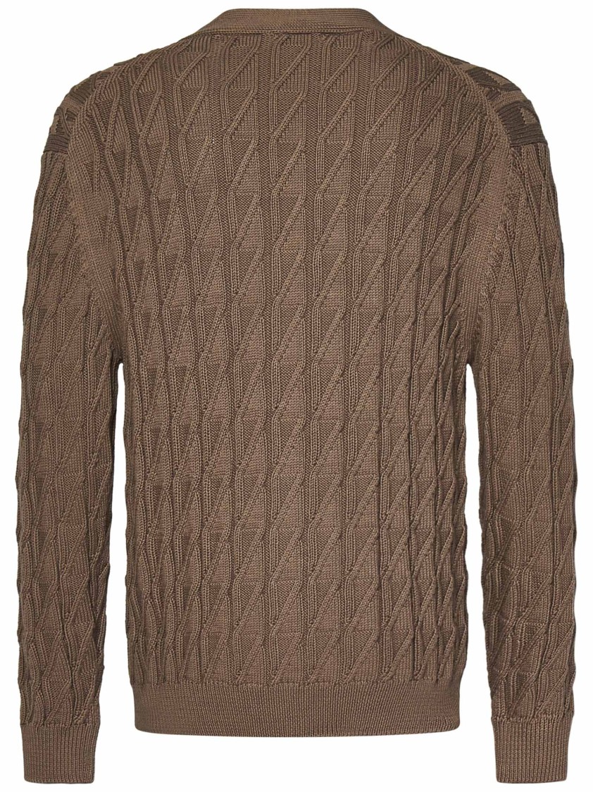 Cruciani Brown Cotton Knit Cardigan In Brown