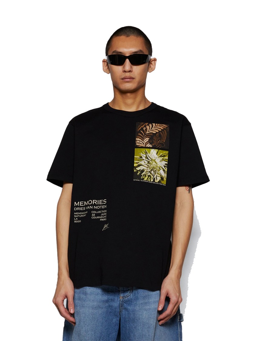 Dries Van Noten Crew Neck Graphic Print T-shirt In Black