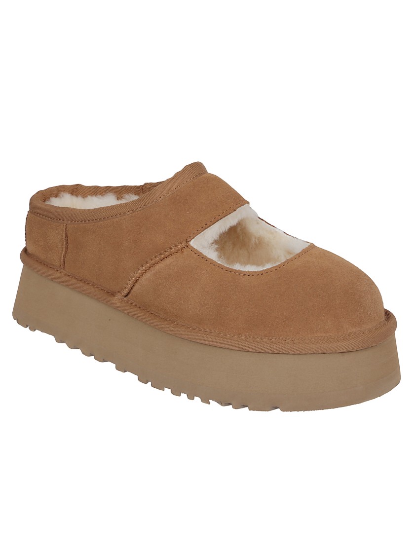Ugg Suede Platform Sandals With Shearling Lining In Brown