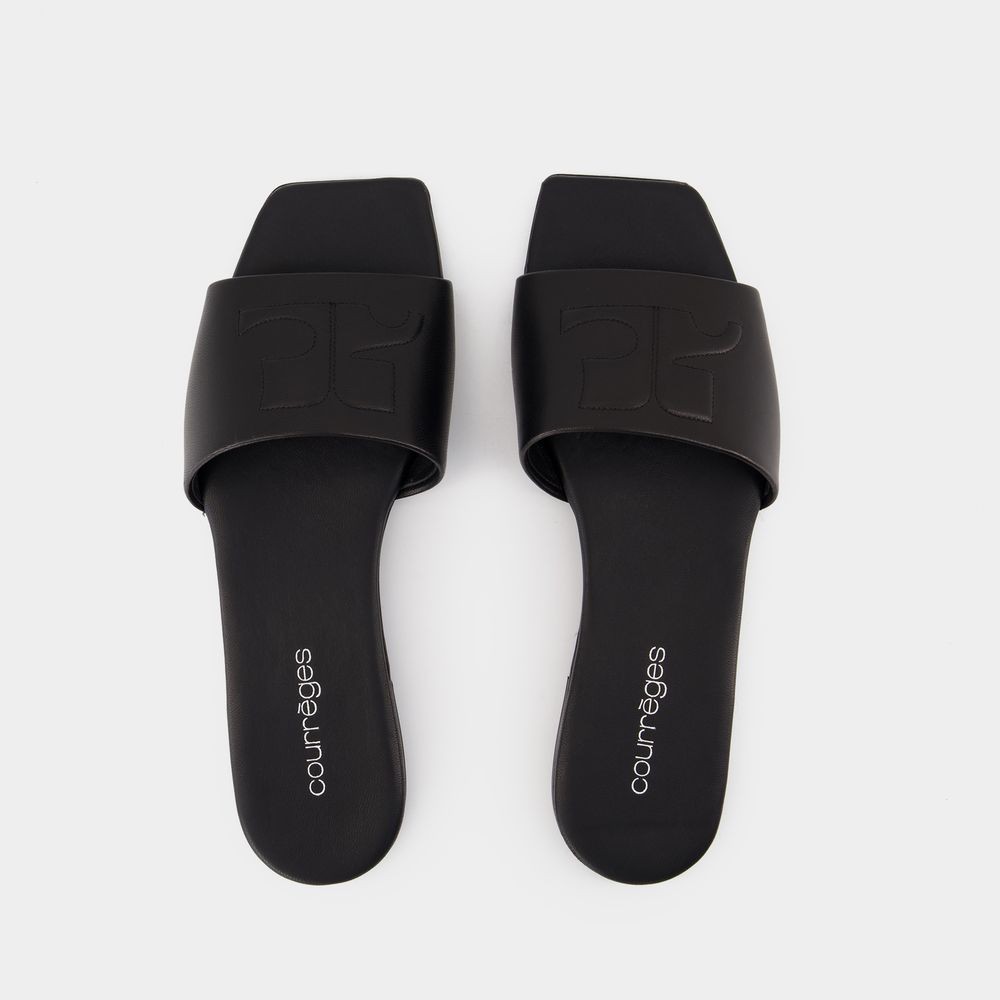 Shop Courrèges Heritage Shadow Sandals - Leather - Black