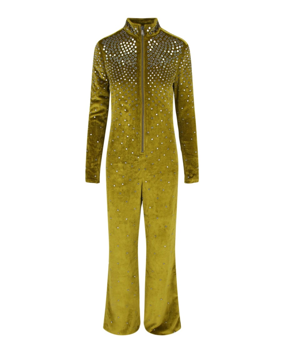 Bottega Veneta Fitted Green Velvet Jumpsuit