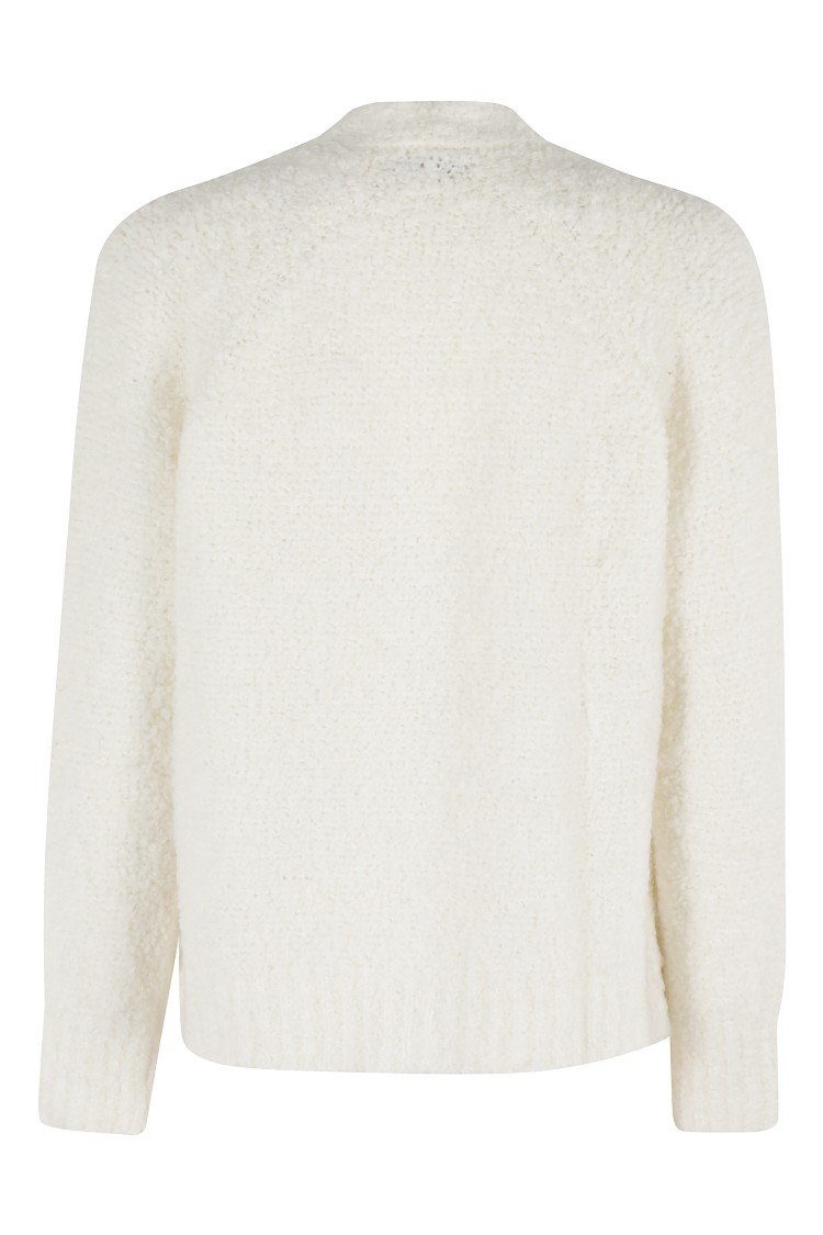 Woolrich Boucle Cardigan With V-neckline And Relaxed Fit In Neutral