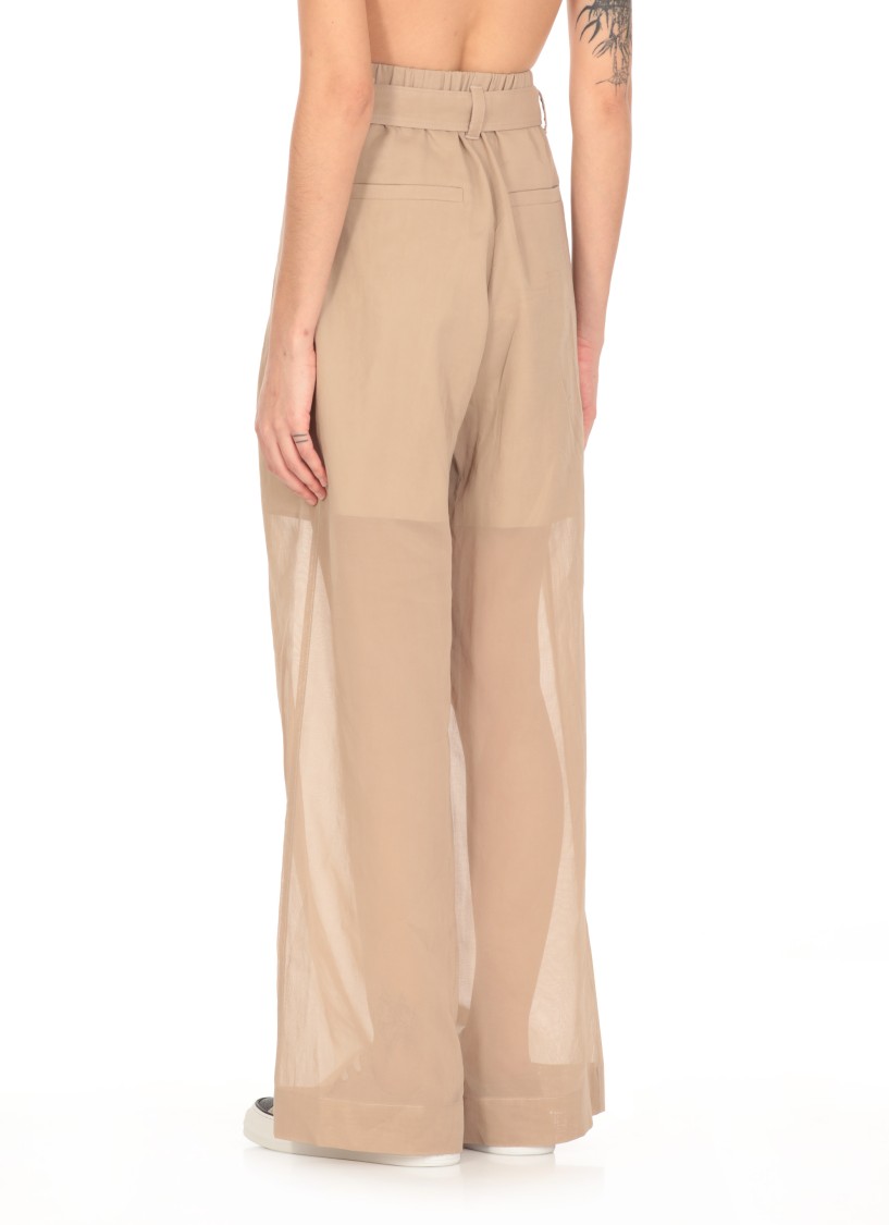 Brunello Cucinelli Trouser With Belt And Monili Detail In Neutrals