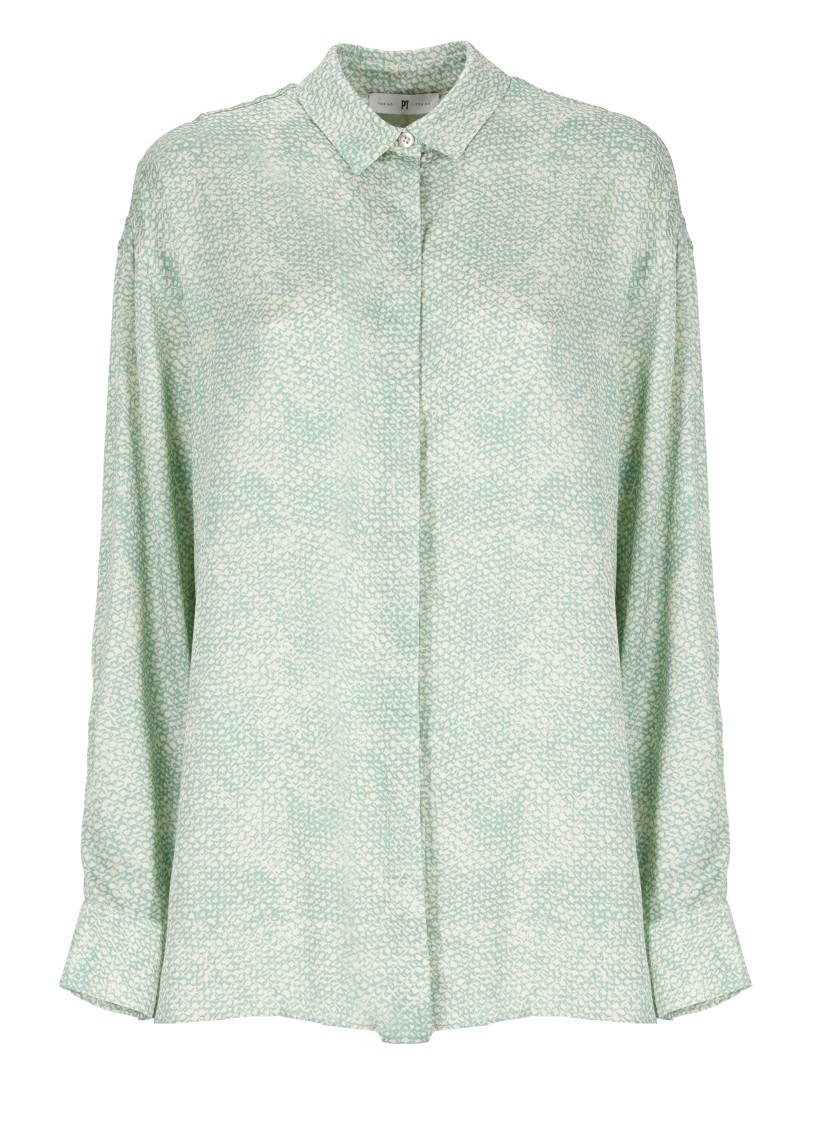 Shop Pt Torino Aqua Green Viscose Shirt