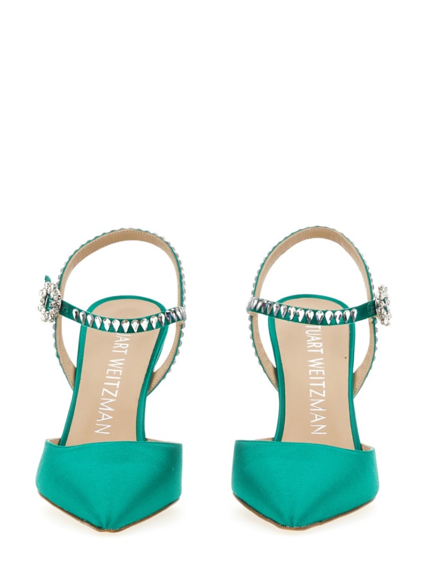 Stuart Weitzman Gemcut 100mm Ankle-strap Pumps In Green