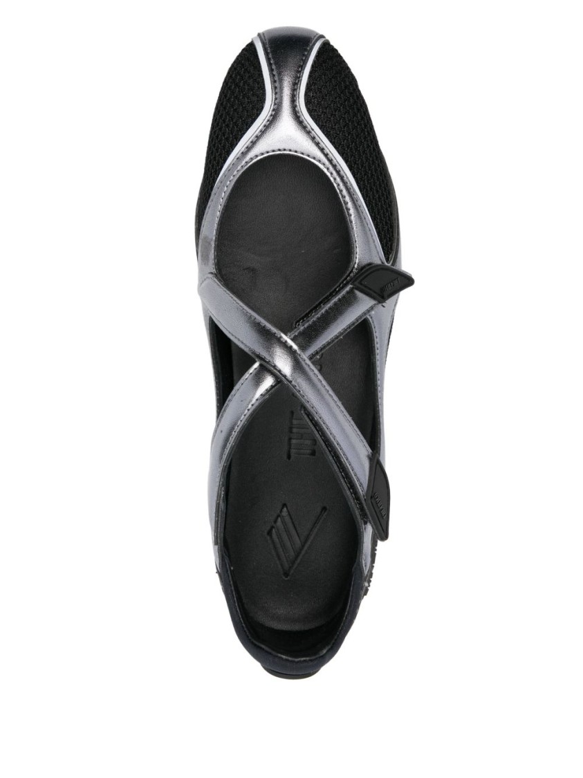 Attico The  Modern Flat Shoes With Cross-strap Detail In Black