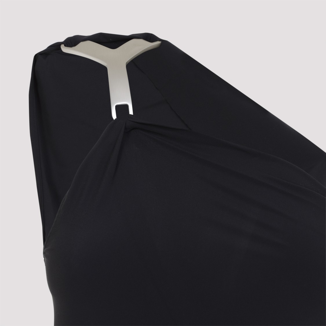 Rick Owens One-shoulder Black Swimsuitand Distinctive Strap In Black