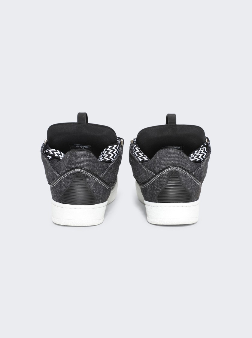 Shop Lanvin Denim Curb Sneakers Black