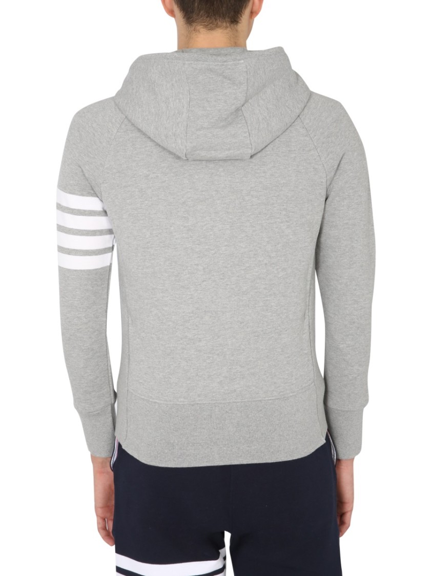 THOM BROWNE THOM BROWNE CLASSIC ZIP-UP HOODIE WITH ICONIC STRIPE DETAIL