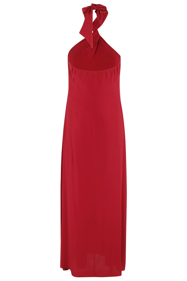 Shop Federica Tosi Twist Crepe De Chine Dress In Red