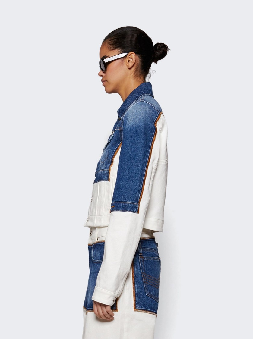 Shop Jean Paul Gaultier The Petit Grand Denim Jacket Ecru In Multicolor