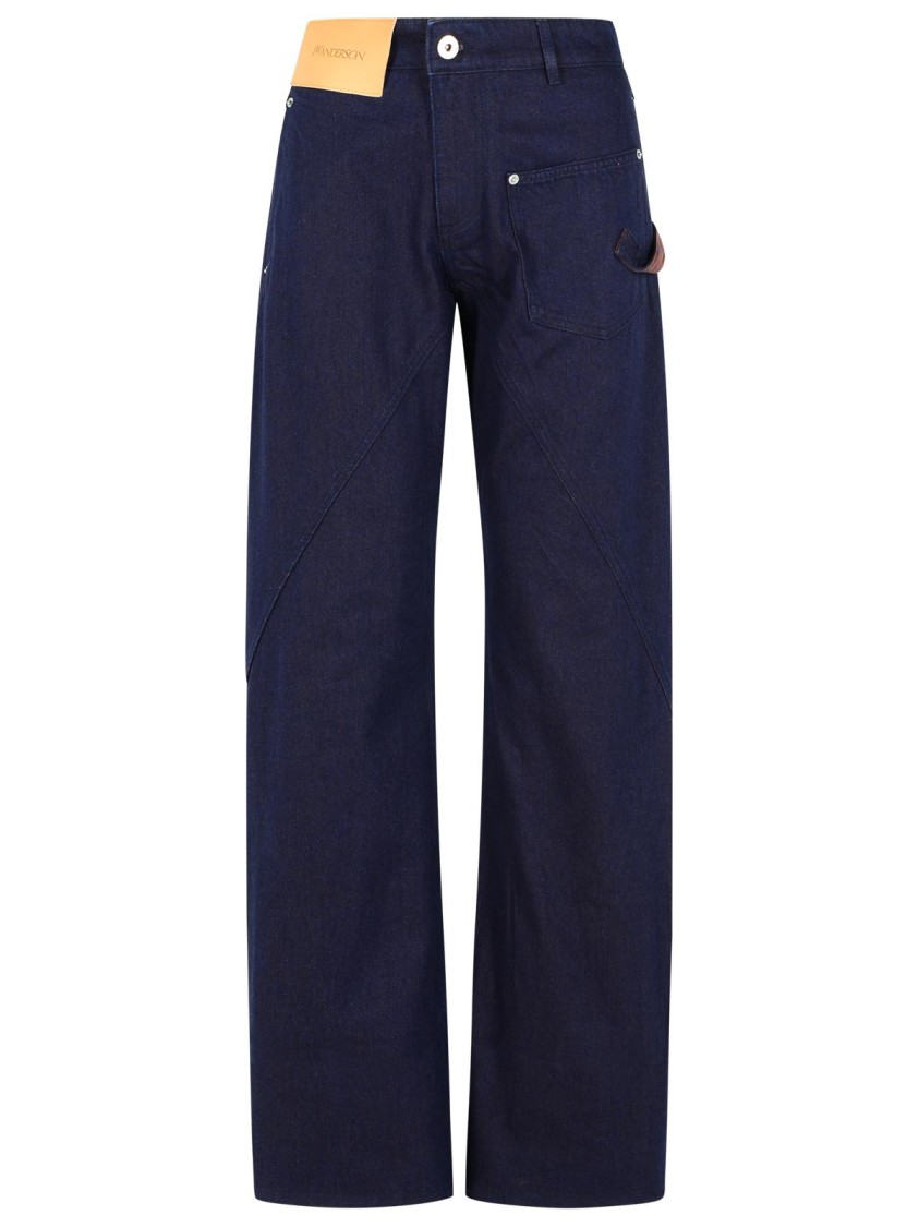 Jw Anderson Workwear Cotton Pants With Blue Twisted Leg