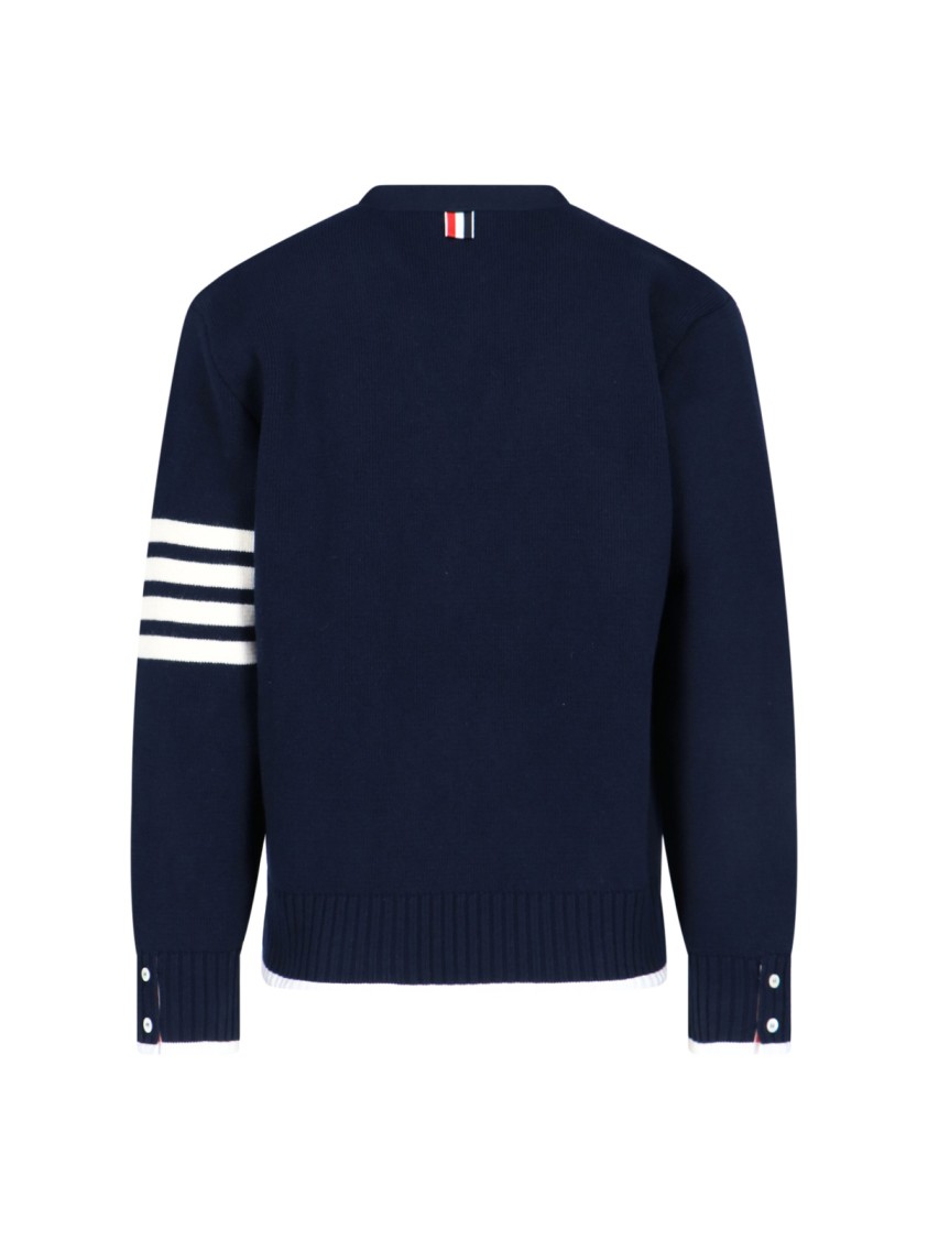 Thom Browne Crewneck Sweater With Striped Sleeve Detail