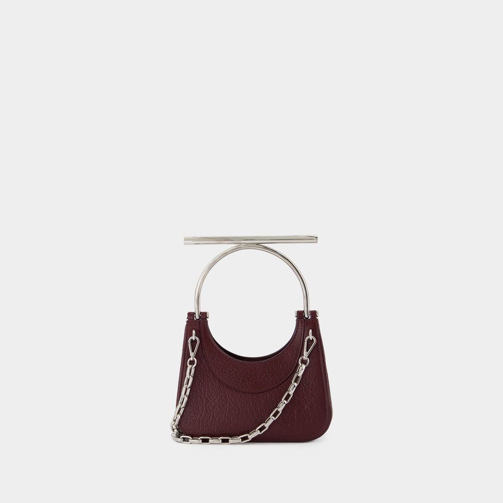 Alexander Mcqueen Mini Cross Bar Purse - Leather - Red In Burgundy