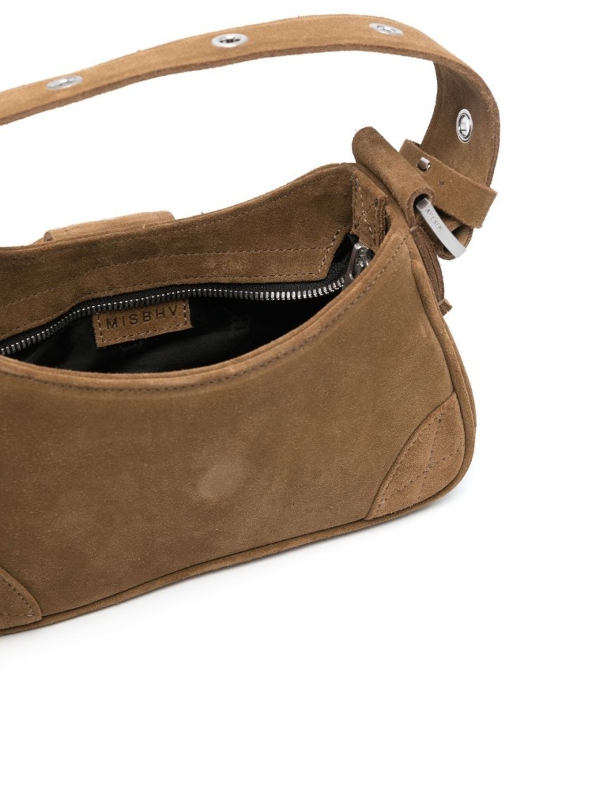 Misbhv Small Brown Suede Handbag With Adjustable Strap