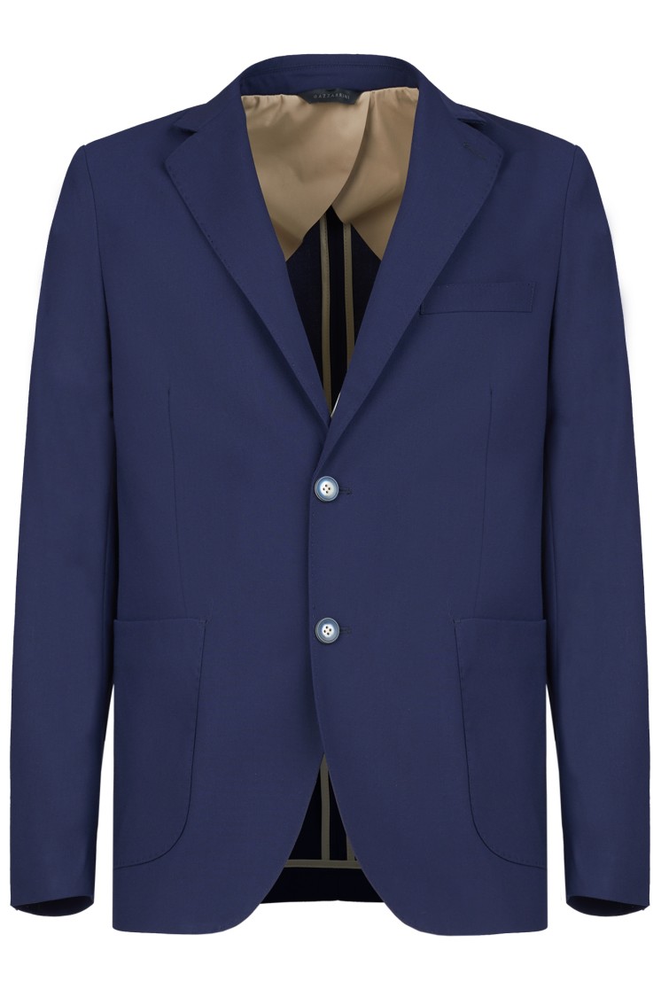 Gazzarrini X Michele Franzese Tailored Single-breasted Blazer In Wool-viscose Blend In Blue