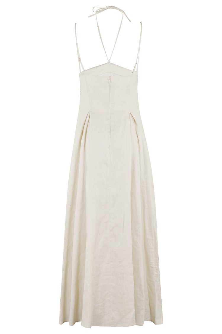 Isabelle Blanche Midi Dress With Crochet Inserts