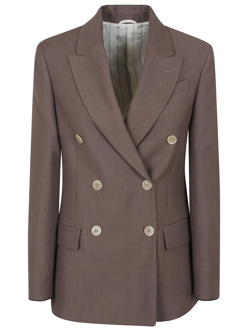 Brunello Cucinelli Tailored Double-breasted Blazer In Brown