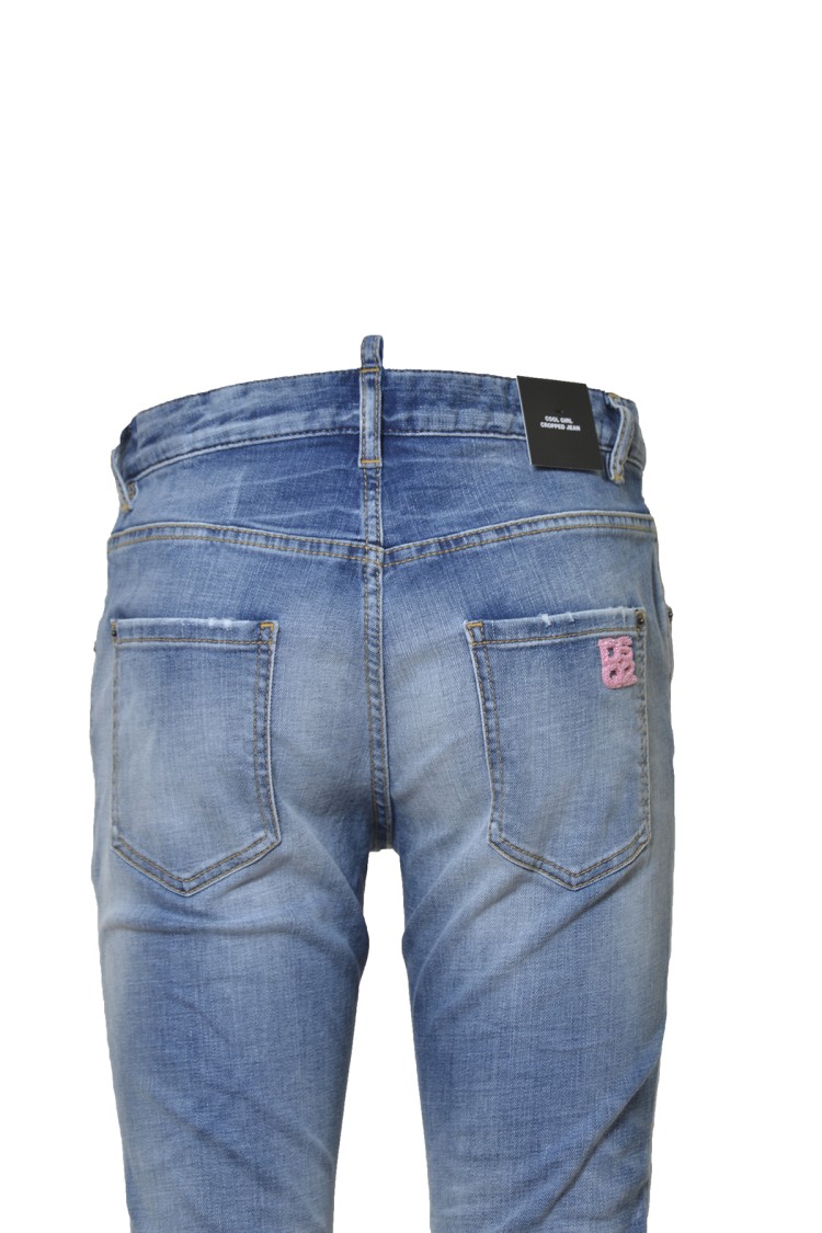 Dsquared2 Distressed-effect Cropped Jeans Woman Jeans Blue Size 10 Cotton In Grey