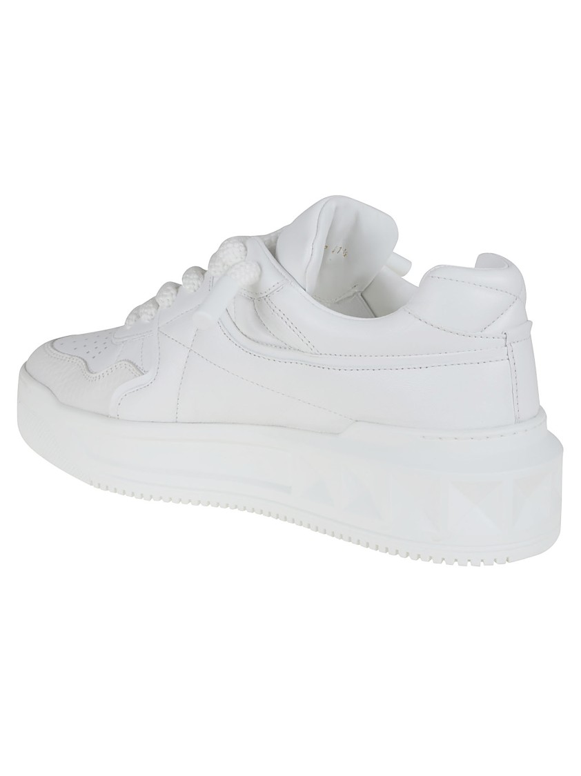 Shop Valentino White Low-top One Stud Xl Nappa Leather Sneaker