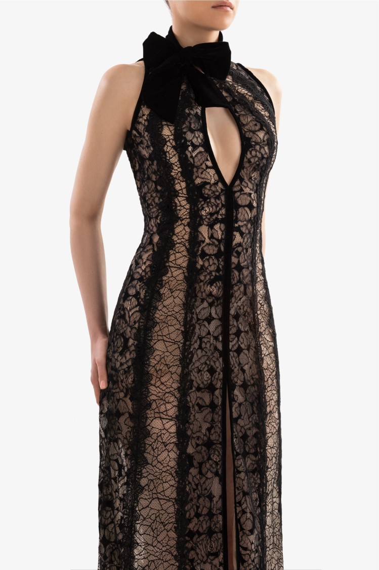 Saiid Kobeisy Jet Black Crepe Short Dress In Black
