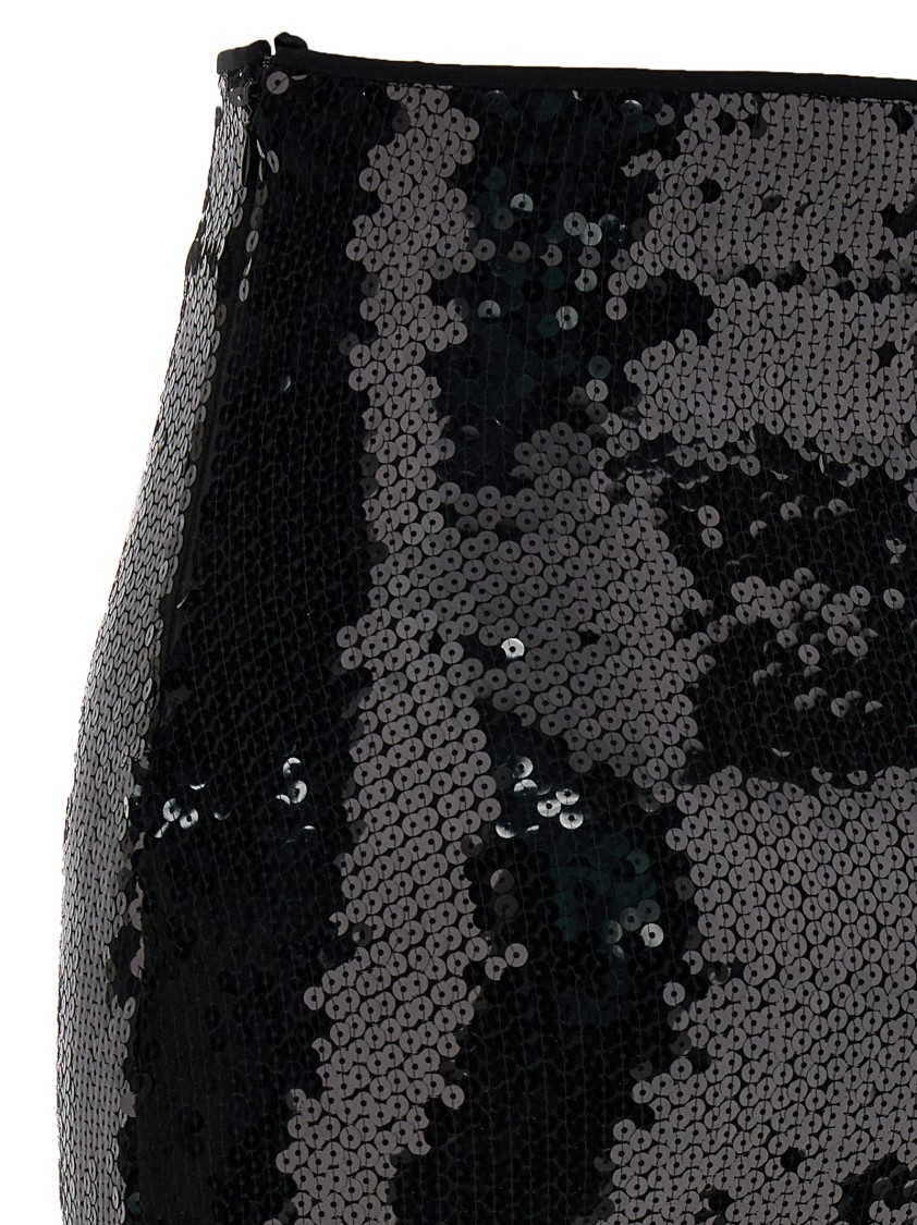 Alexandre Vauthier Black Mesh Midi Skirt In Black