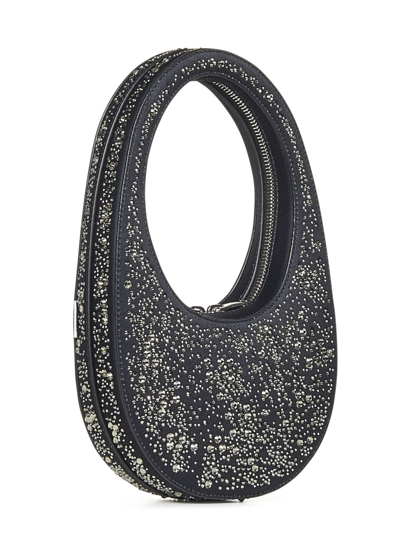 COPERNI COPERNI CRYSTAL-EMBELLISHED BLACK HANDBAG WITH FAUX SUEDE FINISH 