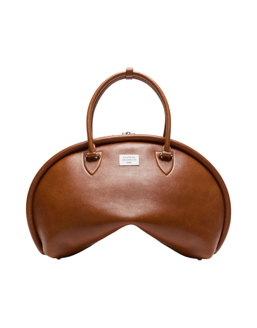 Acne Studios Chocolate Leather Bowlina Handbag With Rounded Shape In Brown