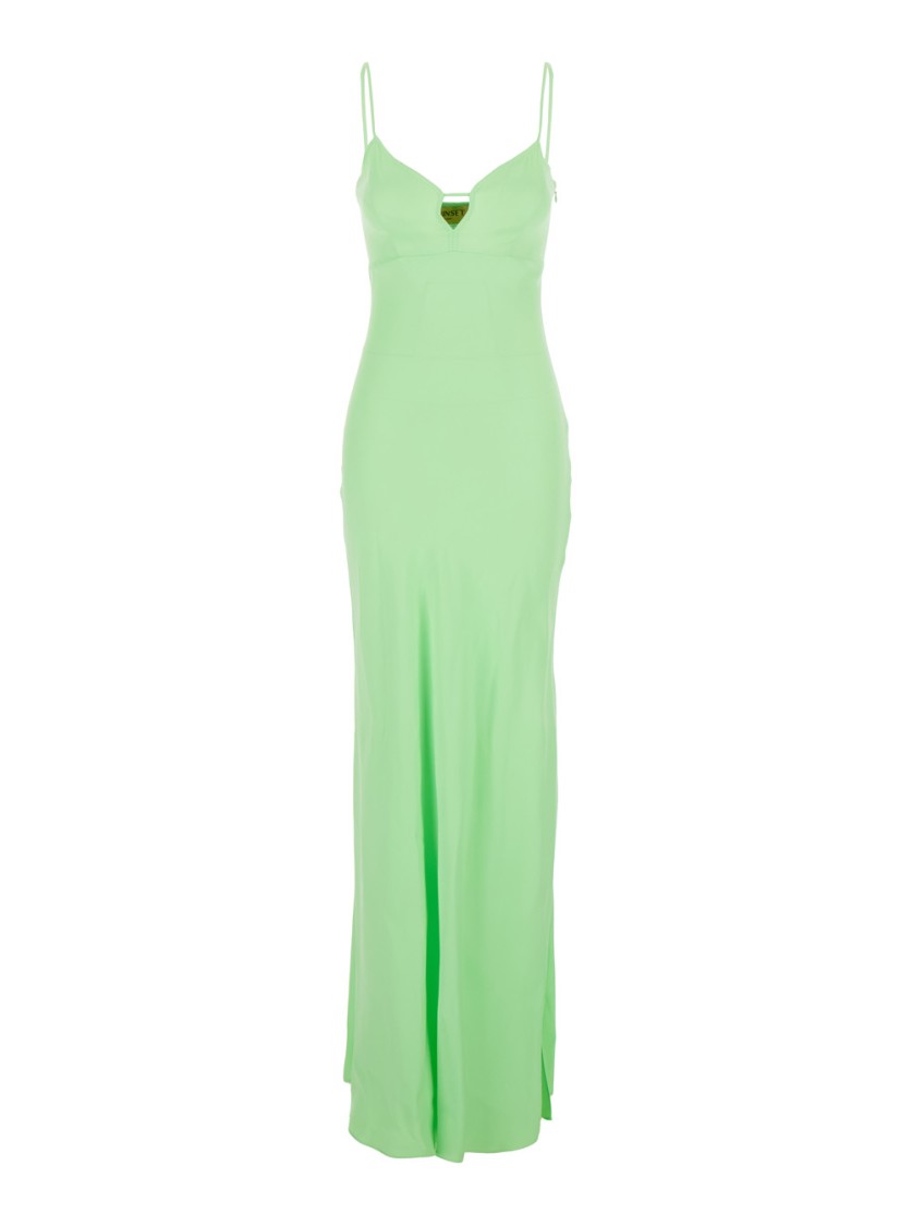 Shop Twinset Twin-set Green Long Dress With Thin Shoulder Straps