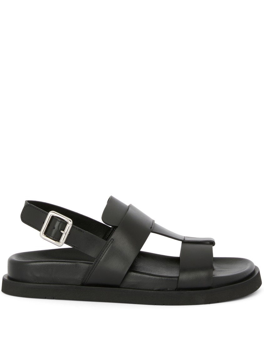 Guglielmo Rotta Black Sandals With Wide Straps And Adjustable Buckle