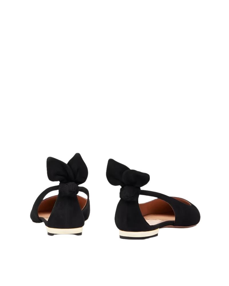 Aquazzura Forever Marilyn Cutout Ballet Flats In Black Suede
