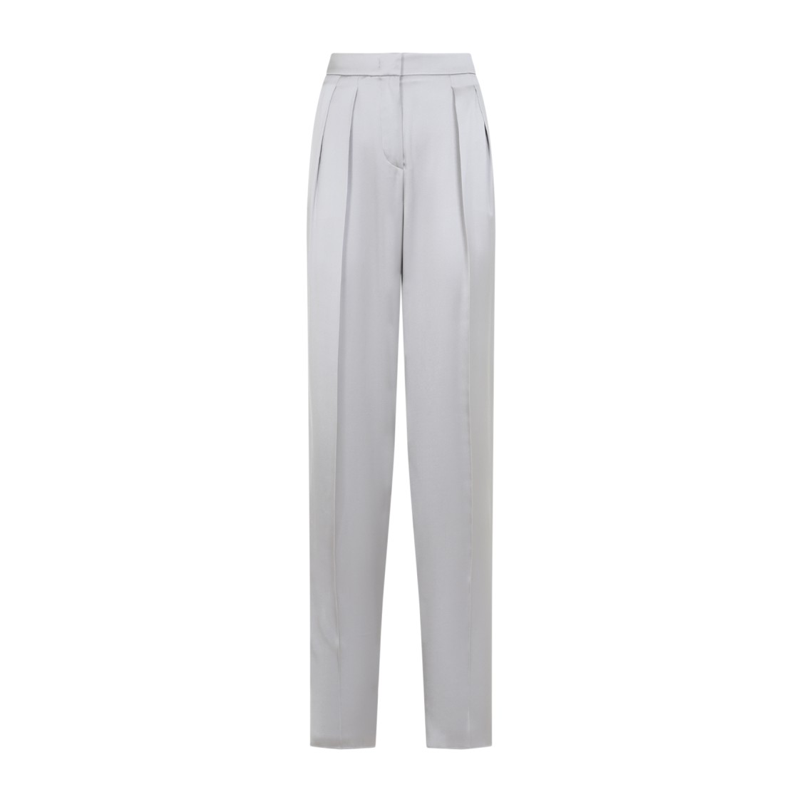 Giorgio Armani Grey Silk Satin Trousers With Double Pleats In Grey