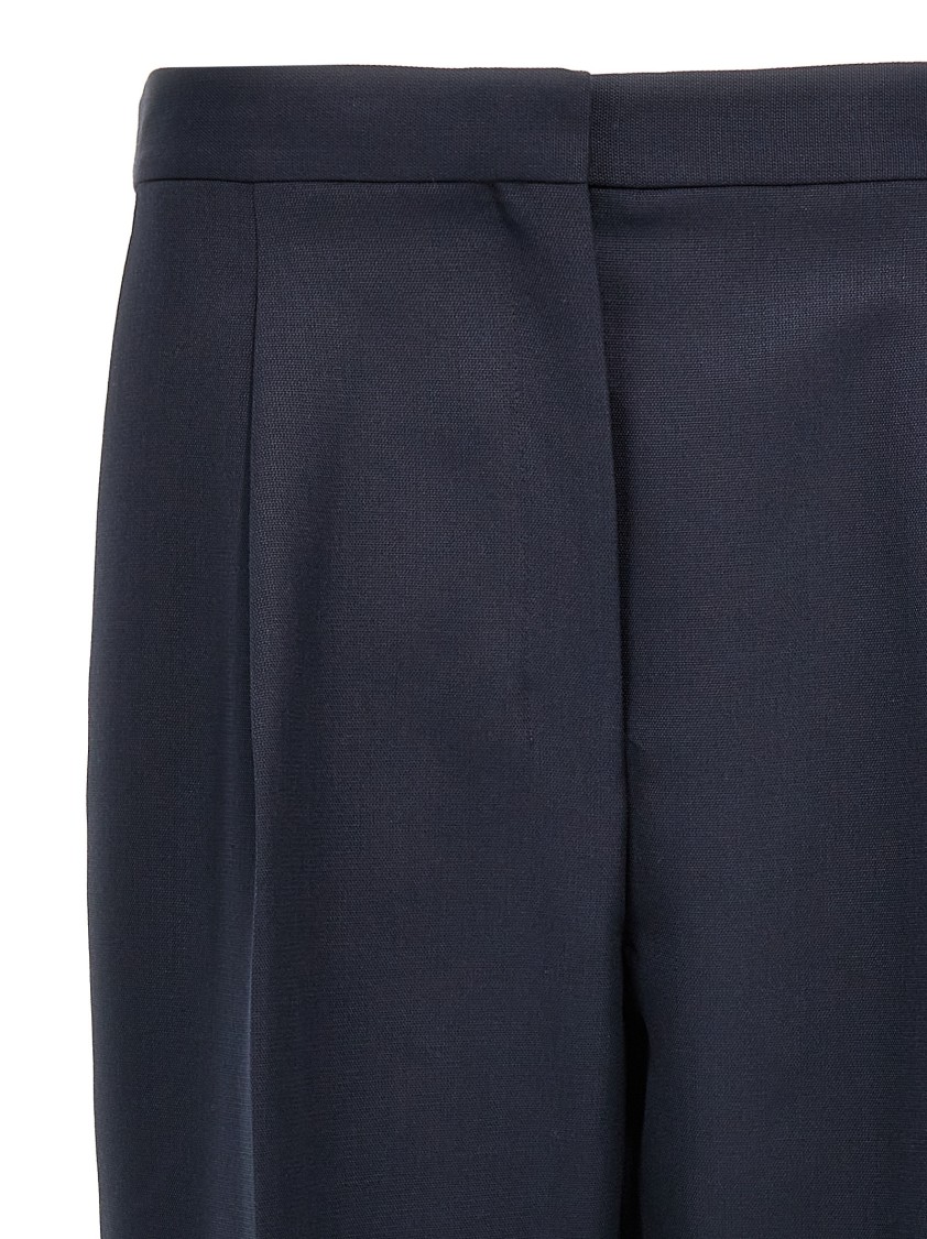 Theory Wool Trousers With Pleated Front And Back Pocket In Black